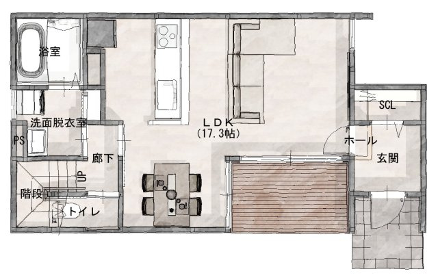 総社市三輪　新築一戸建ての間取り