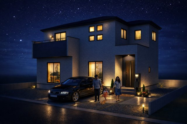 中区円山　建売住宅の外観|夜のイメージパース