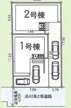 平塚市田村8丁目　新築戸建　全2棟の区画図|対象地2号棟