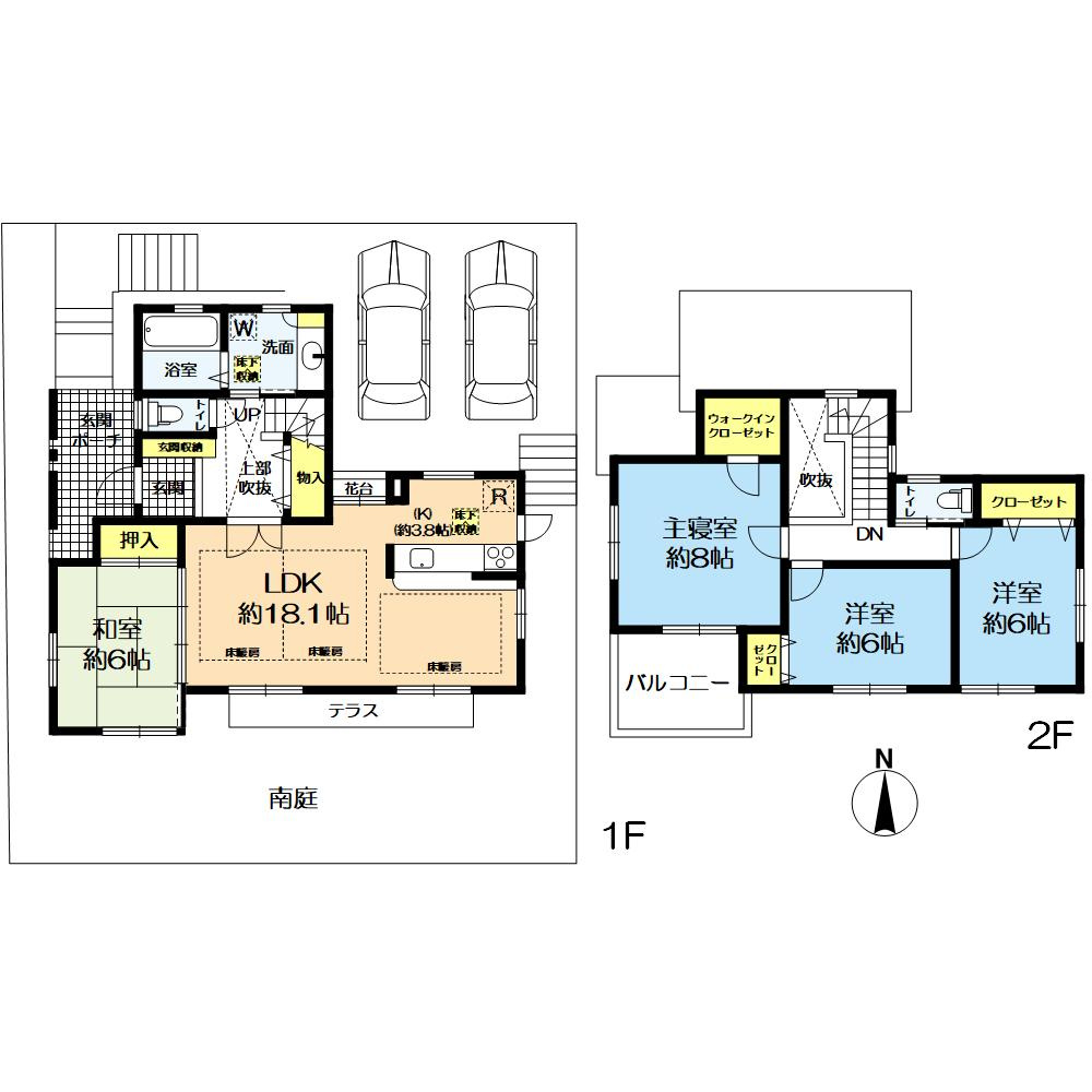 京地３丁目戸建の間取り|■全居室約6帖以上＋南向き＋収納あり■使い勝手の良い間取り4LDK＋WIC