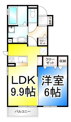 ルージュ 伊勢宮　A棟の間取り