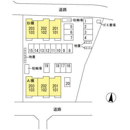 ルージュ 伊勢宮　A棟の区画図