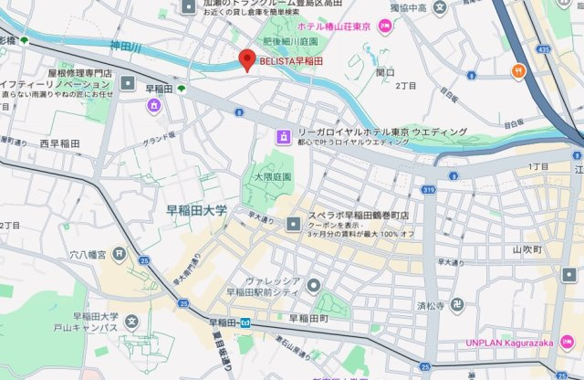 ★仲介手数料半額★BELISTA早稲田の地図