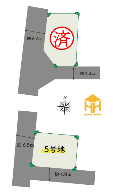 マドレコード寺本2丁目新築一戸建て│4LDK+駐車2台可(車種制限有)5号地の区画図|ママが喜ぶ家づくりでお馴染みのマリンホームから「寺本2丁目」に全2邸の新築戸建が新規分譲開始致しました。同社施工のご案内が即日可能です。