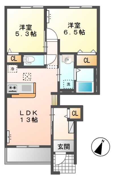 ワタリ　グランディAの間取り