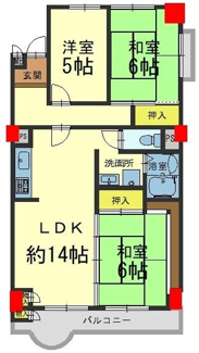 【間取り】 | 山科音羽マンションB棟 | 間取図