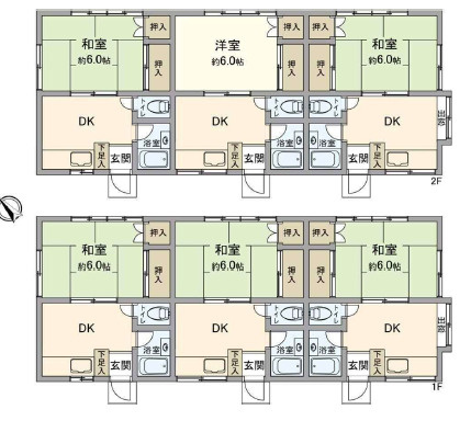 【間取り】 | 1DK×６戸