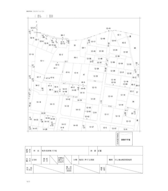 知多市新舞子字竜　売り土地の土地図
