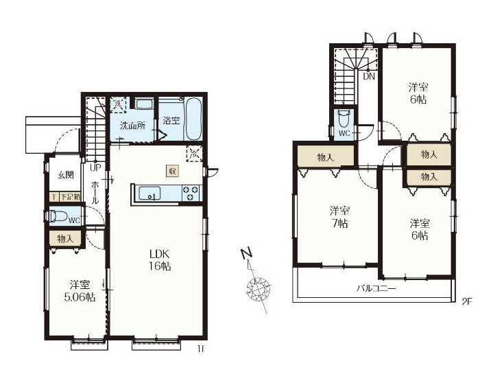 伊奈町栄1丁目46番　新築一戸建て　ハートフルタウン　Aの間取り|【全6棟・A号棟】伊奈町栄1丁目46番　新築一戸建て　ハートフルタウン　A・4LDK・土地面積131.02m2・建物面積95.43m2