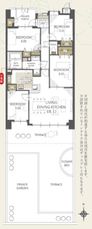 【間取り】 | ライオンズガーデン南鏡島1階部分！専用庭スペースあり♪アルコープ付き！リビングゆったり18帖！ | ライオンズガーデン南鏡島1階部分！専用庭スペースあり♪アルコープ付き！リビングゆったり18帖！