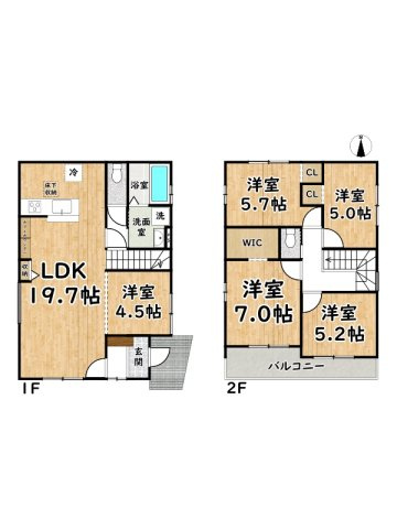 姫路市広畑区才2期/新築戸建の間取り