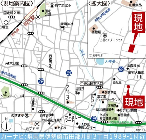 【新築】伊勢崎市田部井町第9　３号棟(全４棟)　クレイドルガーデン　新築建売分譲の地図