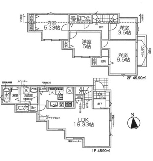 【間取り】 | 調布市深大寺南町5丁目　全4棟　4号棟　仲介手数料無料 | ４LDK
