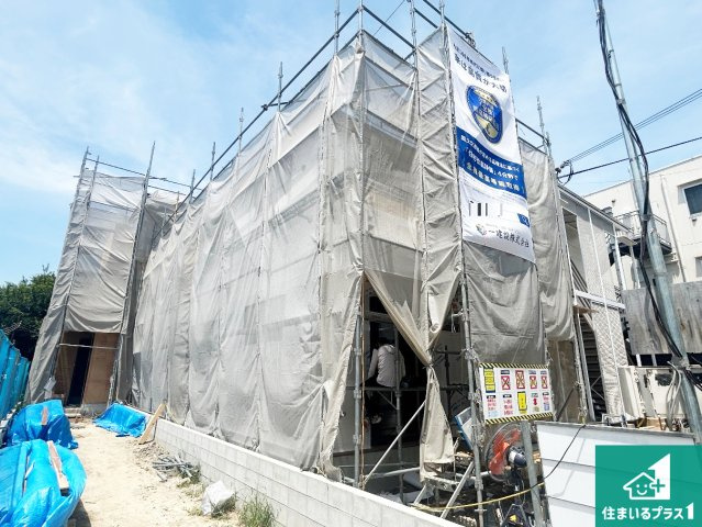 大阪市平野区瓜破　新築一戸建ての外観|周辺は落ち着いた街並みの住宅地！子育てがしやすい住環境です！まだ未完成ですが、現地でしかわからない事もございます。是非一度ご覧ください。