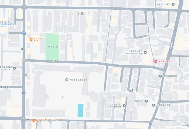 大阪市平野区瓜破　新築一戸建ての地図