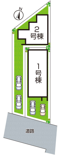 大阪市平野区瓜破　新築一戸建ての区画図|全2区画