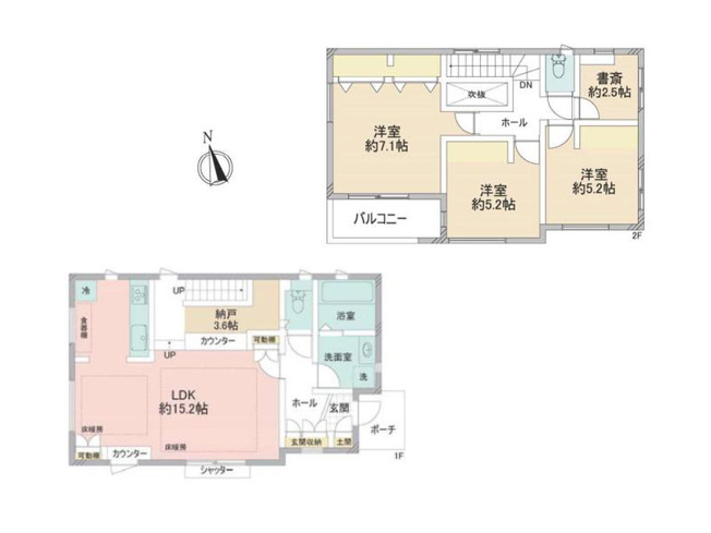 【間取り】 | 東久留米市八幡町3丁目　中古一戸建住宅　(保谷店) | 納戸や書斎付ゆとりの3LDK。収納スペースも全居室に備えています。※図面を基に作成しています。現況と異なる場合は現況を優先いたします。