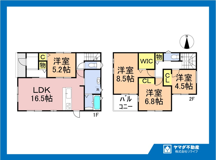 ファーストタウン　一宮市大和町福森第1　全2区画分譲の間取り|■1号棟　■ヤマダ不動産　株式会社リライフ　
■夢のマイホーム購入をフルサポートします！