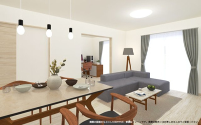 【完成予想図】 | 【LDK　イメージパース】
※画像は設計図面を基に作成したイメージです。