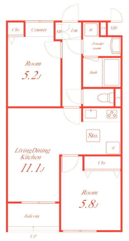 厚木市下荻野のアパートの間取り