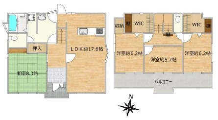 野洲市三上　中古戸建ての間取り