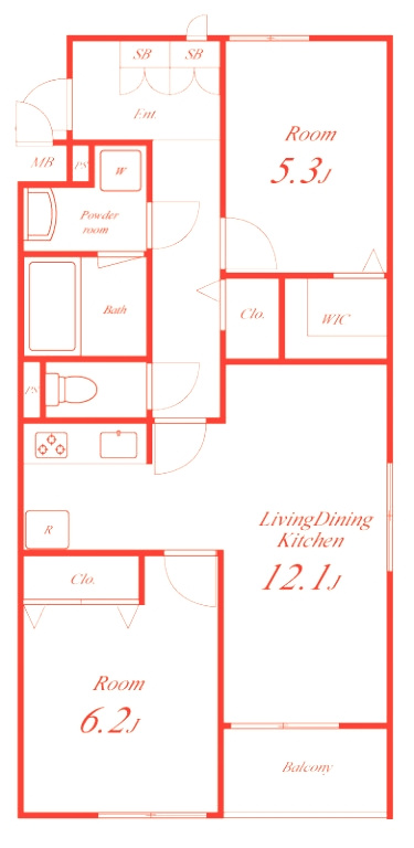 厚木市下荻野のアパートの間取り
