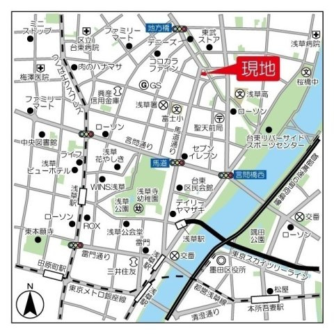 ヴィラクレール浅草の地図