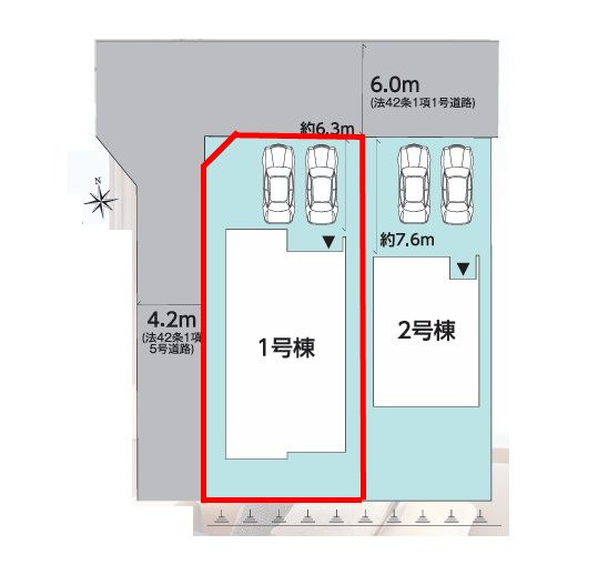 郡山市安積４丁目　　　１号棟　　　安積第３小学校、安積第２中学区の区画図