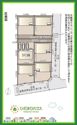 いわき市平南白土２期　新築戸建　3号棟の区画図|徒歩圏内に公園があり、四季折々のイベントを楽しめます☆彡