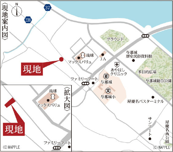 リーブルガーデンうるま市与那城屋慶名　2号棟の地図