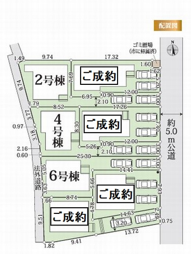 【仲介手数料０円】綾瀬市小園6期　新築一戸建て　全7棟の区画図|綾瀬市小園6期　新築一戸建て　全7棟