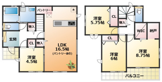 【間取り】 | ハートフルタウン宇都宮市下岡本町2115番　A号棟 | 全室南向きで陽当たりの良い間取りです