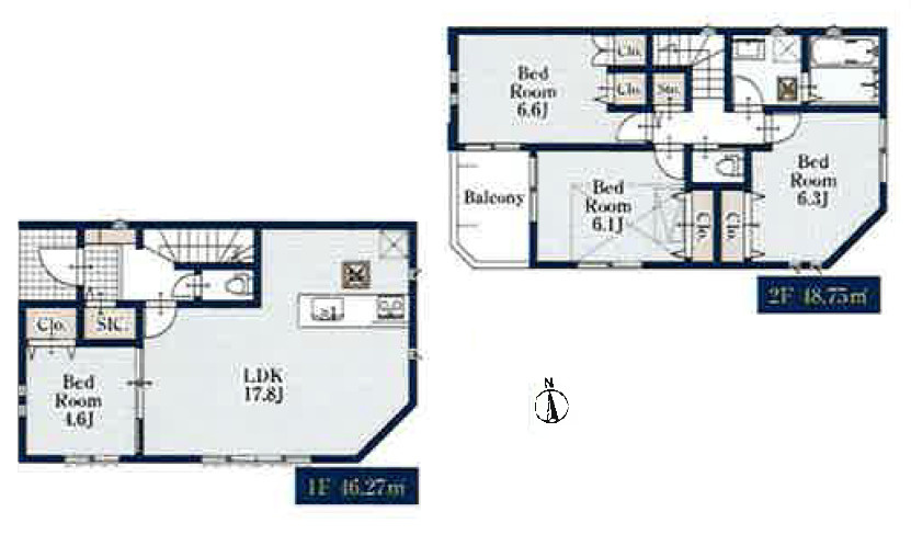 練馬区平和台1丁目　建築条件なし　限定3区画の参考プラン|1区画　4LDK+SIC　敷地面積 84.00ｍ2　建物面積 95.02ｍ2　建物価格 1,320万円