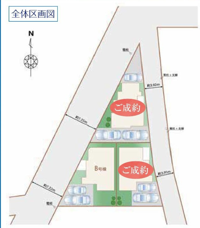 仲介手数料無料　ハートフルタウン東村山市美住町10期　全3棟　の区画図