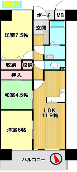 【間取り】 | 高砂アーバンコンフォート　5階 | 3LDKです。現在お住まい中のため、ご内覧の際は事前のご連絡をお願いしております。
