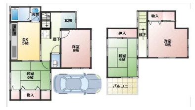 奈良市学園南３丁目の一戸建ての間取り