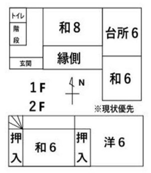 【中古戸建】みどり市笠懸町阿左美の間取り|■間取り図｜敷地面積：303.42㎡（約91.78坪）建物面積：91.07㎡（約27.54坪）