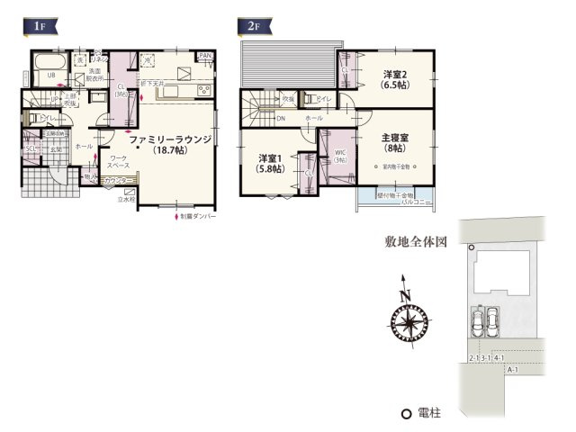 【間取り】 | キッチン横には約3帖の大きめの収納を設けました。ホールからも入れるためコートや通勤カバンなども収納できる利便性のある収納スペースです。