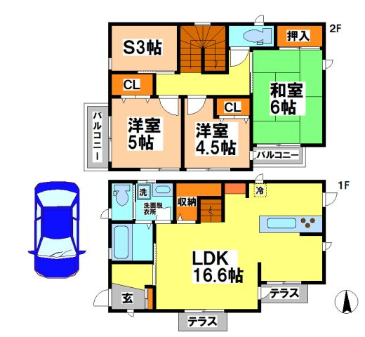 小金井市中町２丁目の一戸建ての間取り