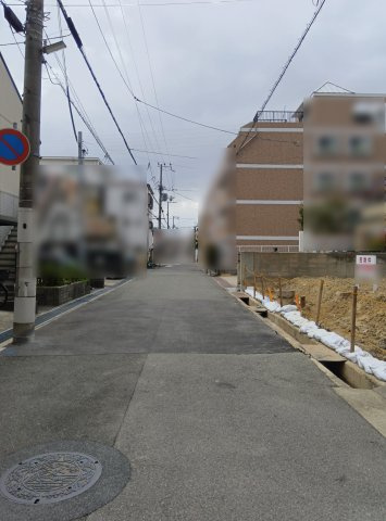 尼崎市東園田町7丁目　土地の前面道路含む現地写真