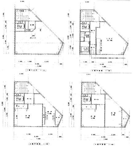 都島南通1 中古戸建の間取り|4階建てです