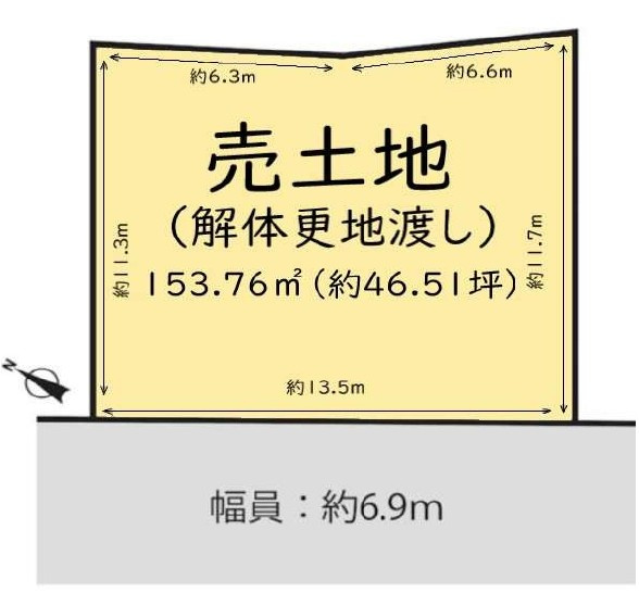 草津市野路東5丁目　建築条件無し売土地の土地図