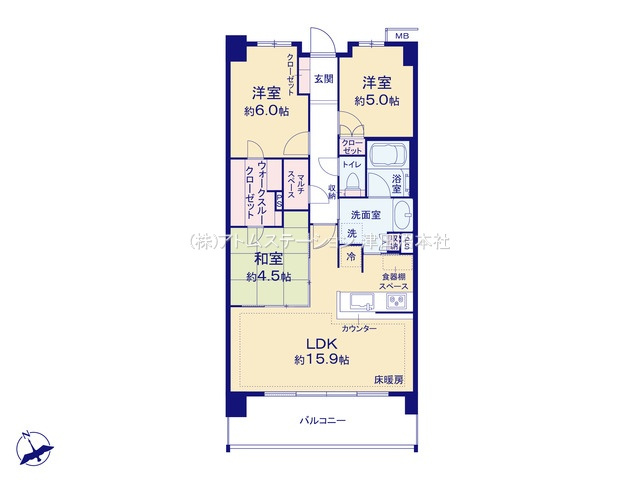 【間取り】 | アトムセレクト　エクセレントシティ西船橋弐番館　2階