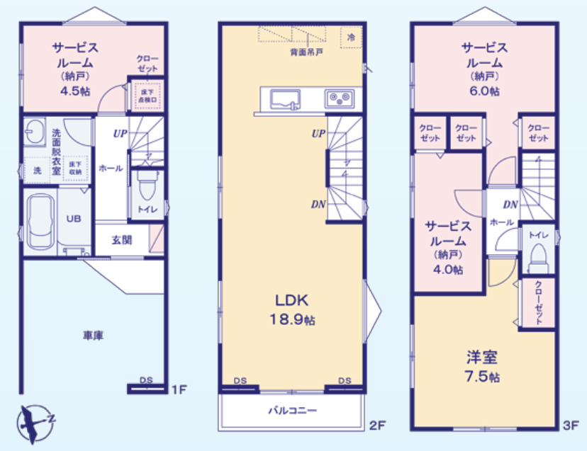戸塚区汲沢8丁目 新築戸建 4280万円の間取り