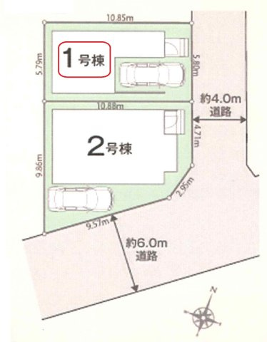 入間市東藤沢7丁目・全2棟　新築一戸建　1号棟　～3階建て～の区画図|【全2棟・1号棟】車好きには嬉しいビルトインガレージ。