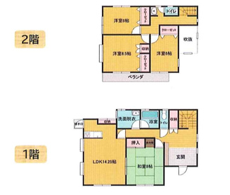 【間取り】 | 千葉市花見川区横戸町　中古一戸建て　京成本線【京成大和田】駅 | 4LDK　建物面積112.61㎡（34.06坪）