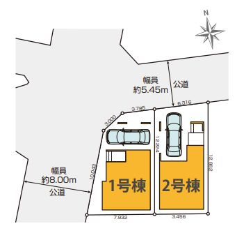 【区画図】 | 中野区江古田１丁目　新築戸建て　１号棟 | 新江古田駅より徒歩11分の立地に全2棟
