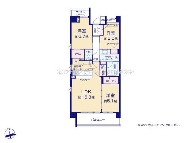 【間取り】 | アトムセレクト　パークホームズ船橋塚田　4階