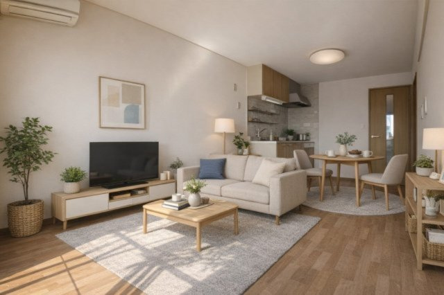 アルジャンKⅡの居間・リビング|※CG画像によるバーチャルステージングです。
画像に付帯する家具家電は付きません。