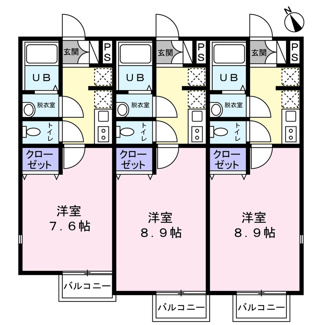 【間取り】 | Iris | 一番左のお部屋が203号室